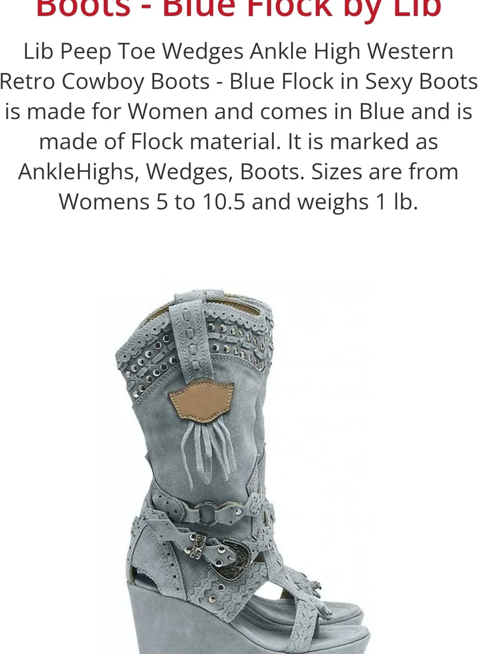 Women's Light Gray Suede Studded Wedge Sandal Boot